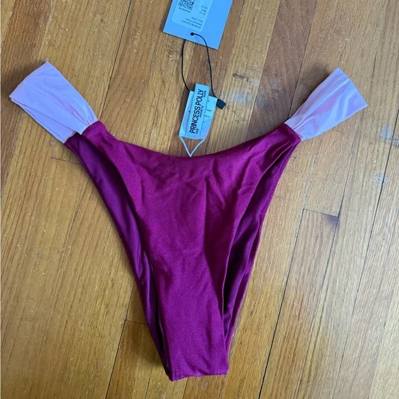 Princess Polly Red Ruched Bikini Bottom - Picture 1 of 8